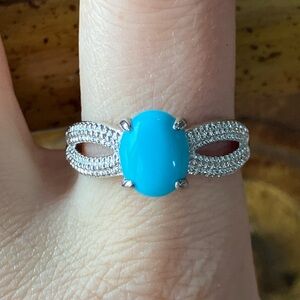Sleeping Beauty Turquoise Sterling Silver Ring Size 10